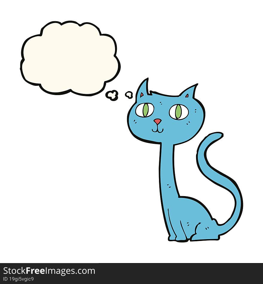 cartoon cat with thought bubble