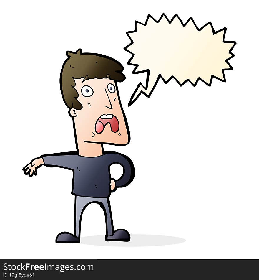 cartoon complaining man with speech bubble