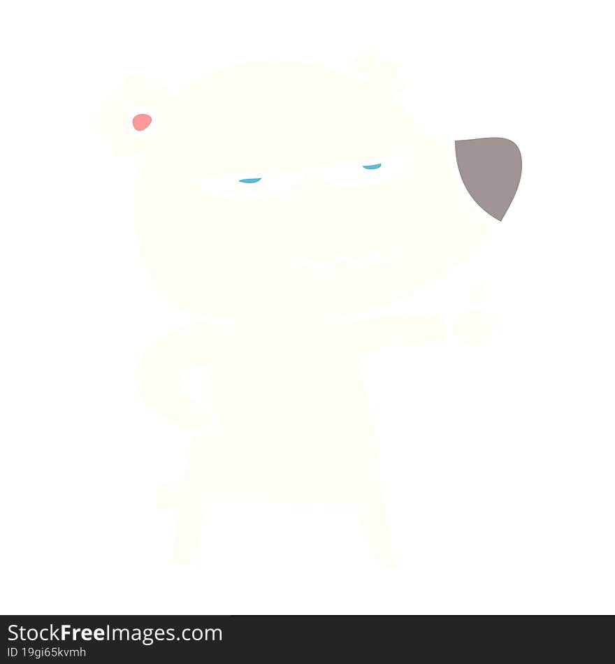 angry bear polar flat color style cartoon giving thumbs up