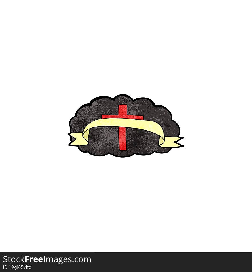 cartoon christian cross on cloud