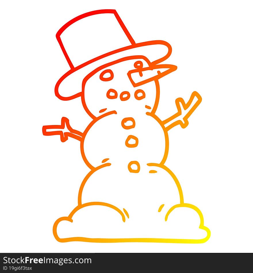 warm gradient line drawing cartoon traditional snowman