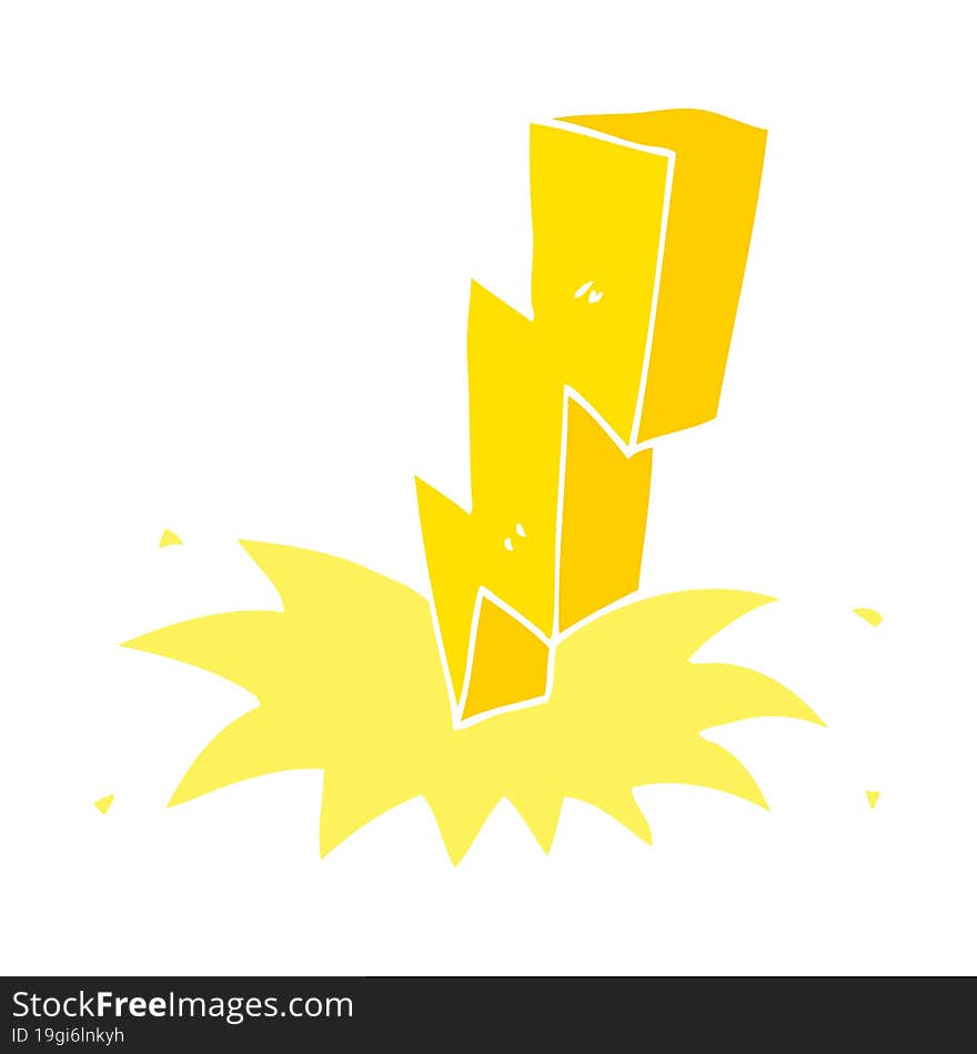 flat color illustration of a cartoon lightning bolt