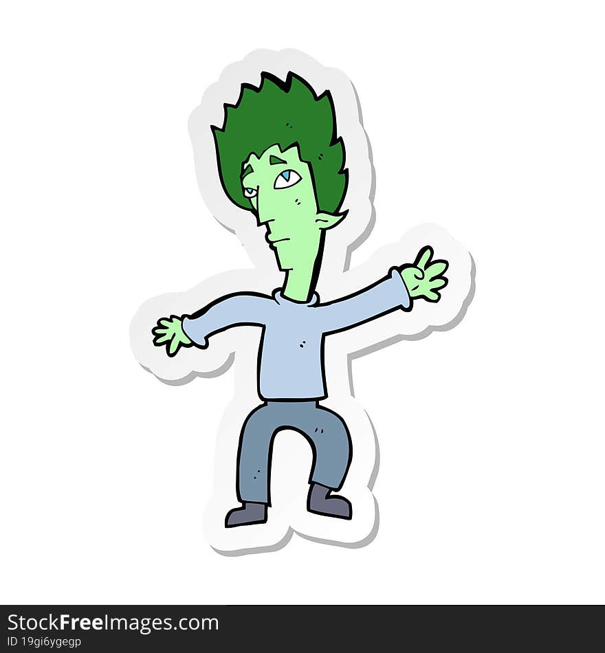 sticker of a cartoon vampire man