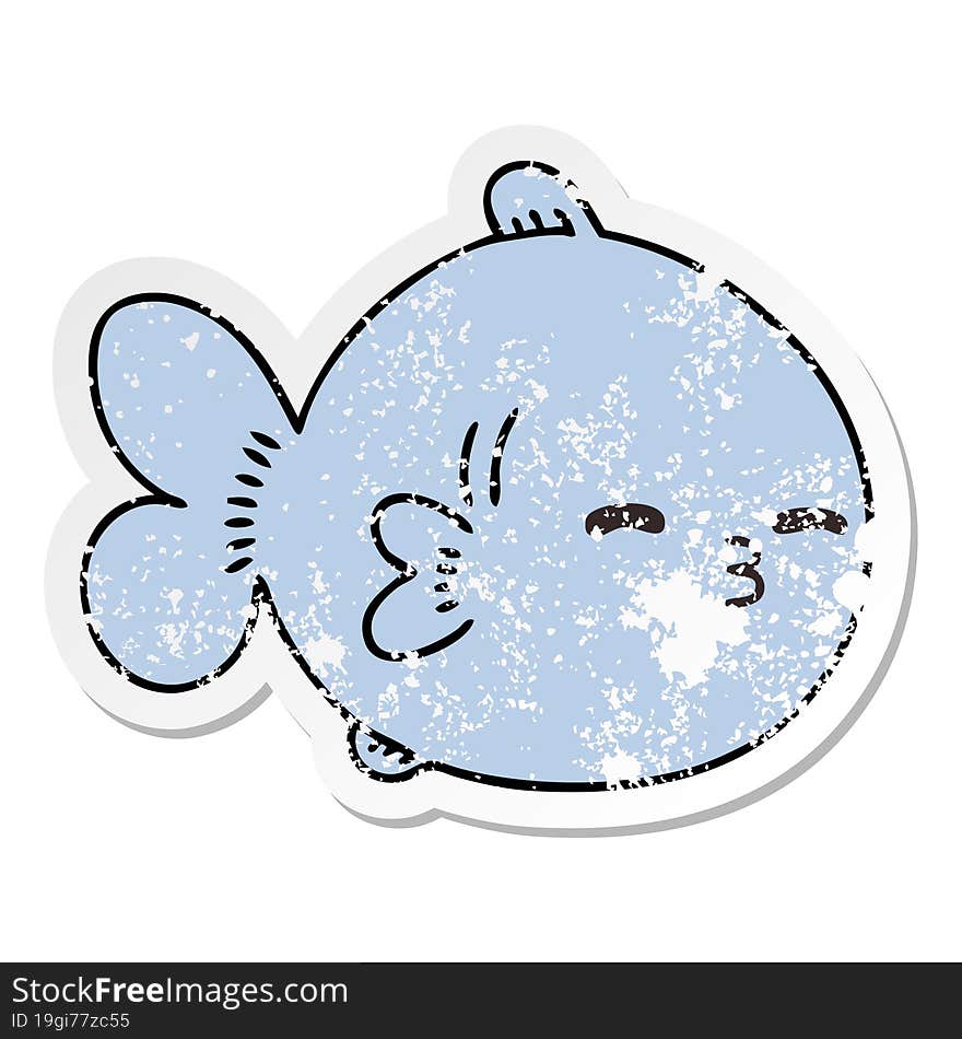 Distressed Sticker Of A Quirky Hand Drawn Cartoon Fish