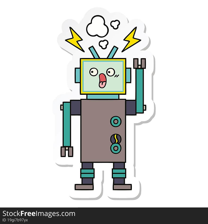 Sticker Of A Cute Cartoon Robot