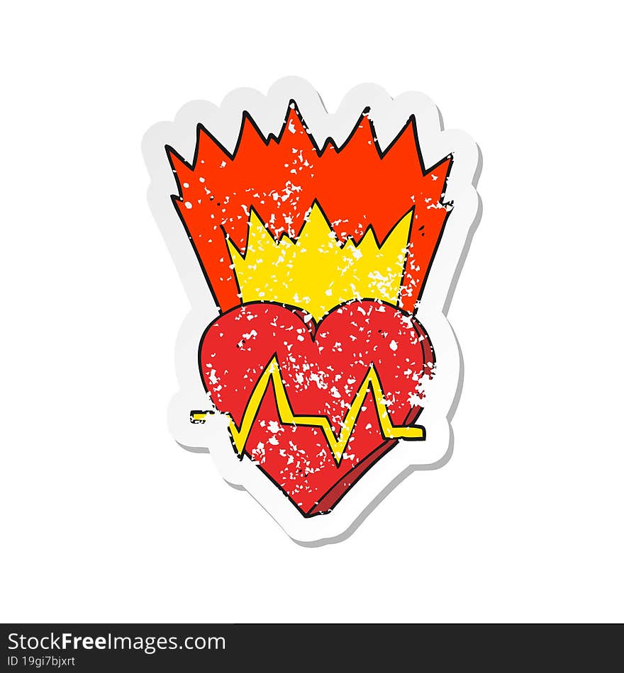 retro distressed sticker of a cartoon heart rate