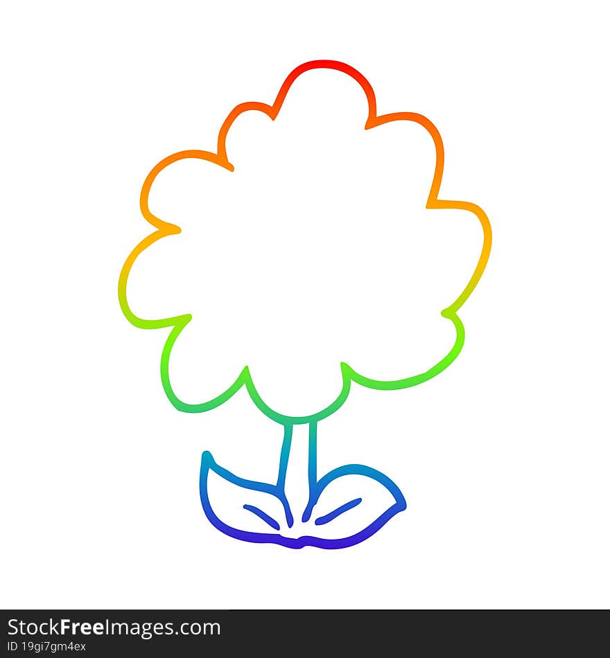 rainbow gradient line drawing of a cartoon flower