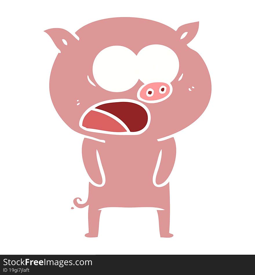 flat color style cartoon pig shouting