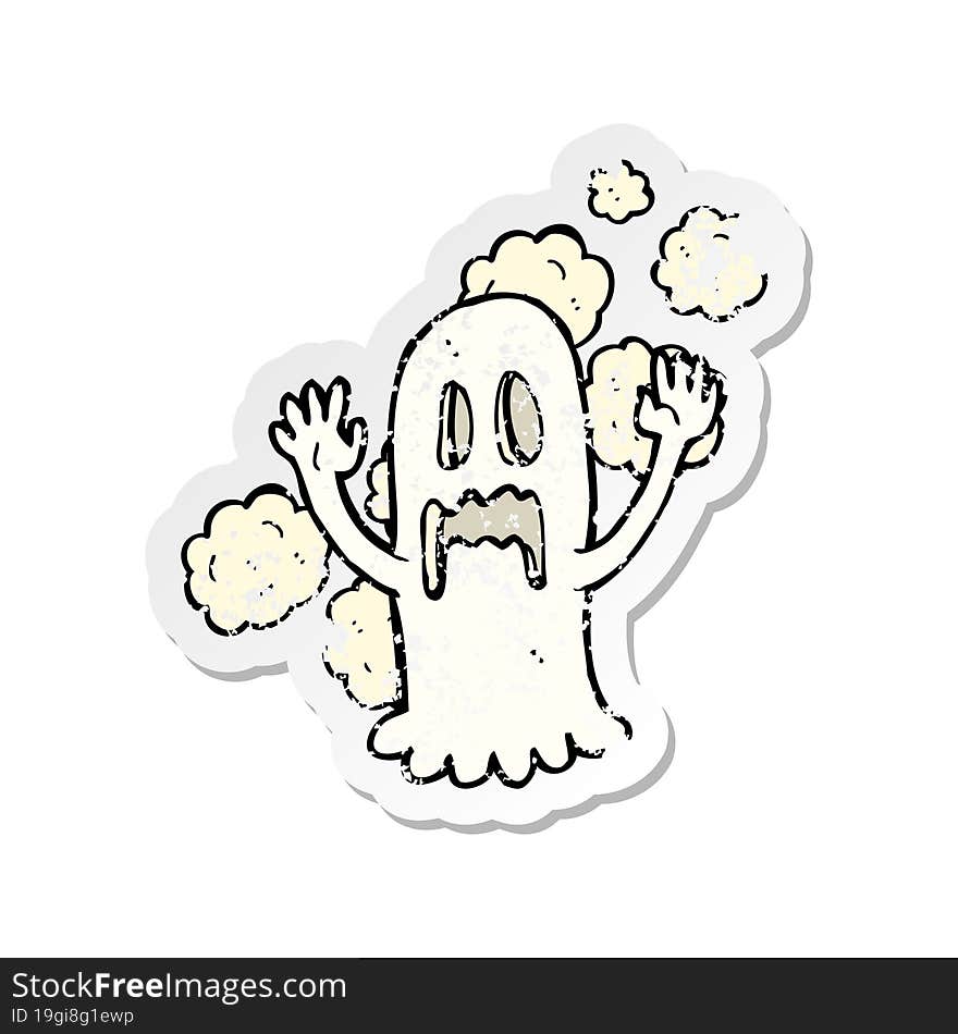 retro distressed sticker of a cartoon spooky ghost