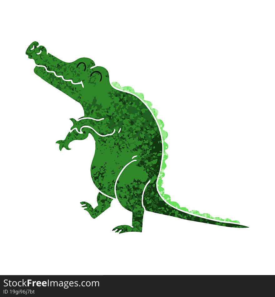 quirky retro illustration style cartoon crocodile