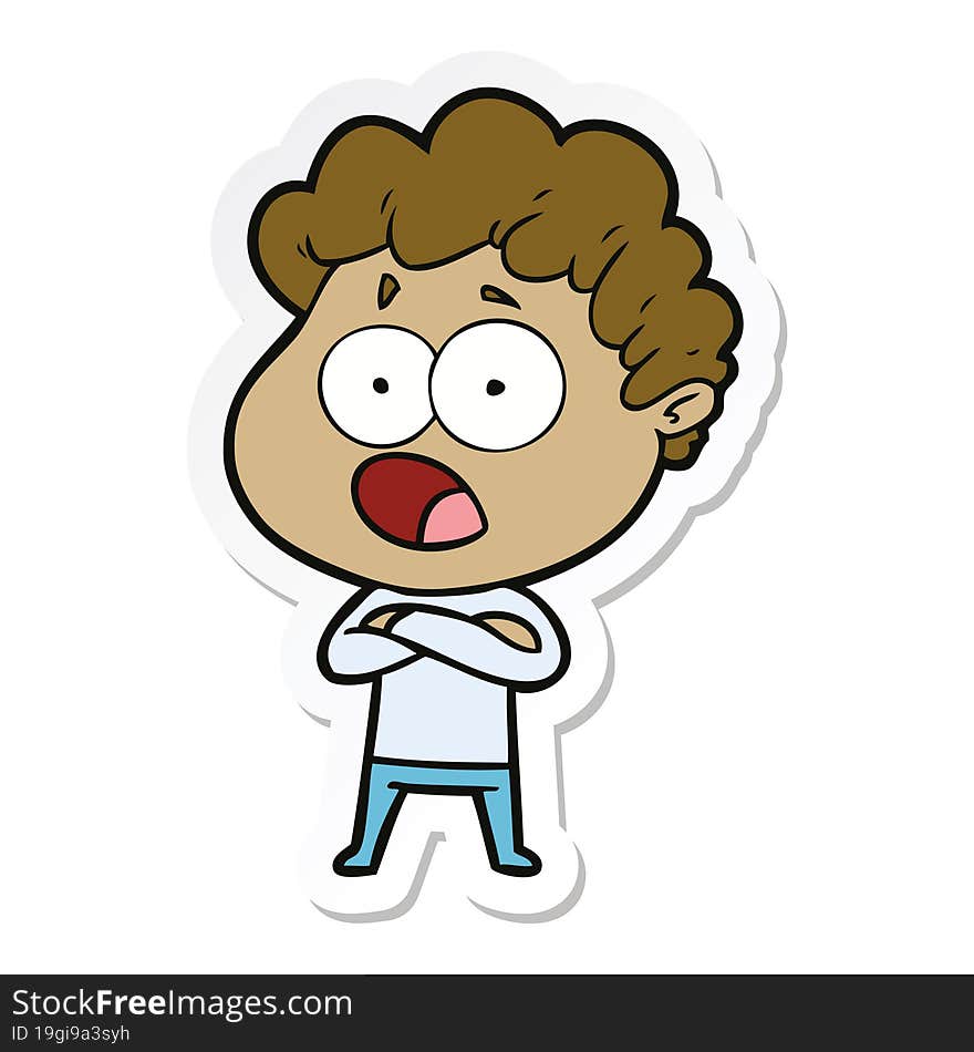 sticker of a cartoon man gasping in surprise