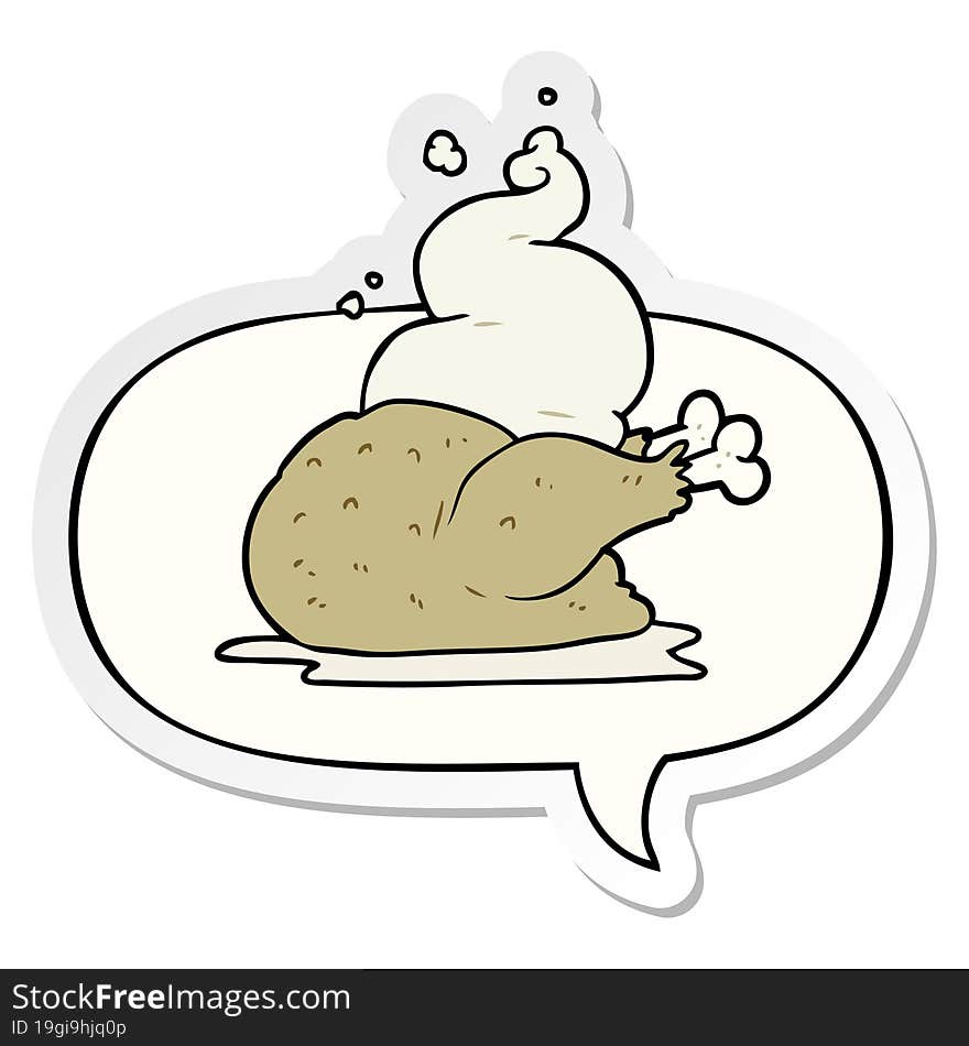 cartoon whole cooked chicken with speech bubble sticker