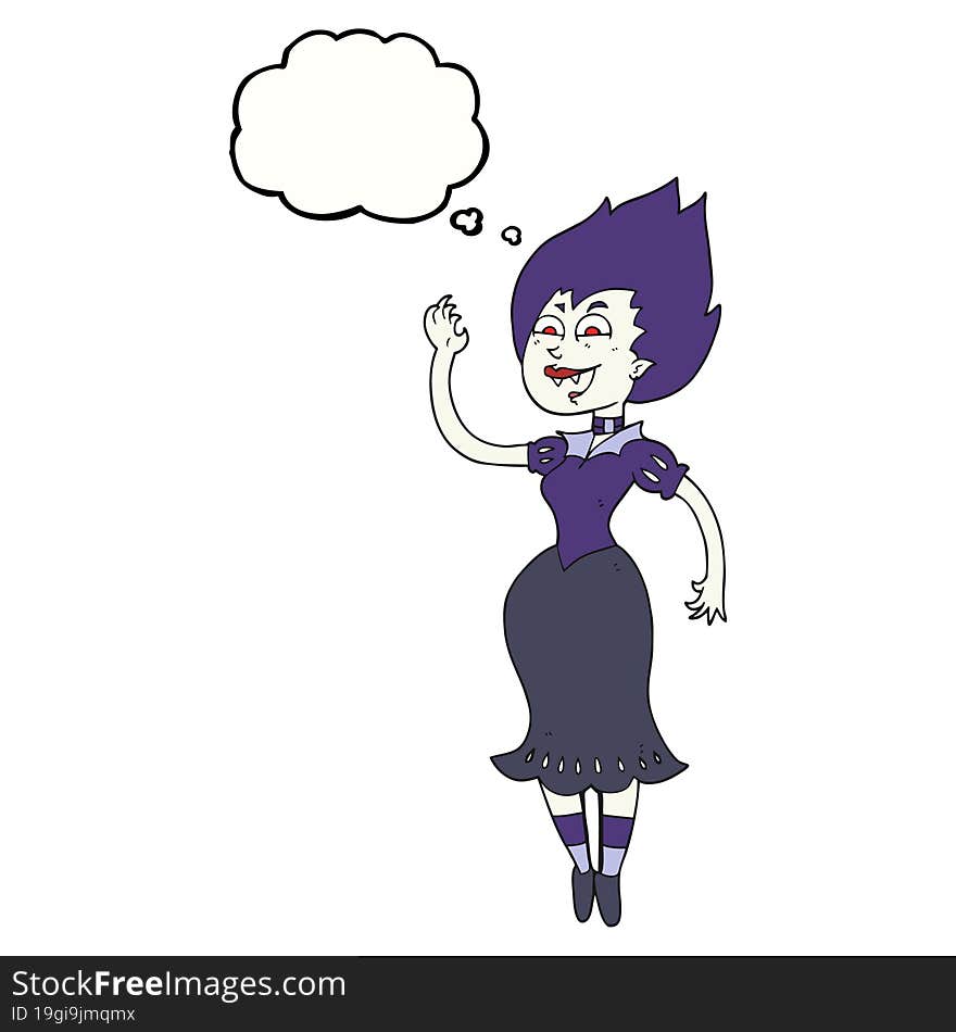 freehand drawn thought bubble cartoon vampire girl