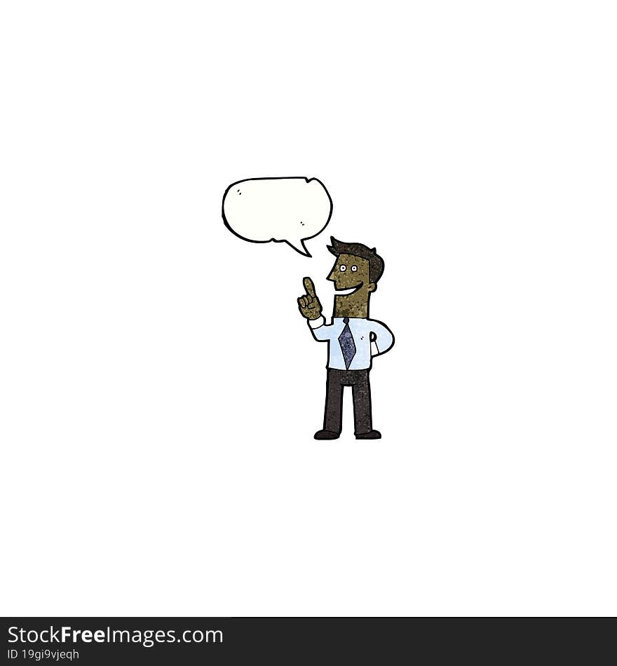 cartoon businessman explaining great idea