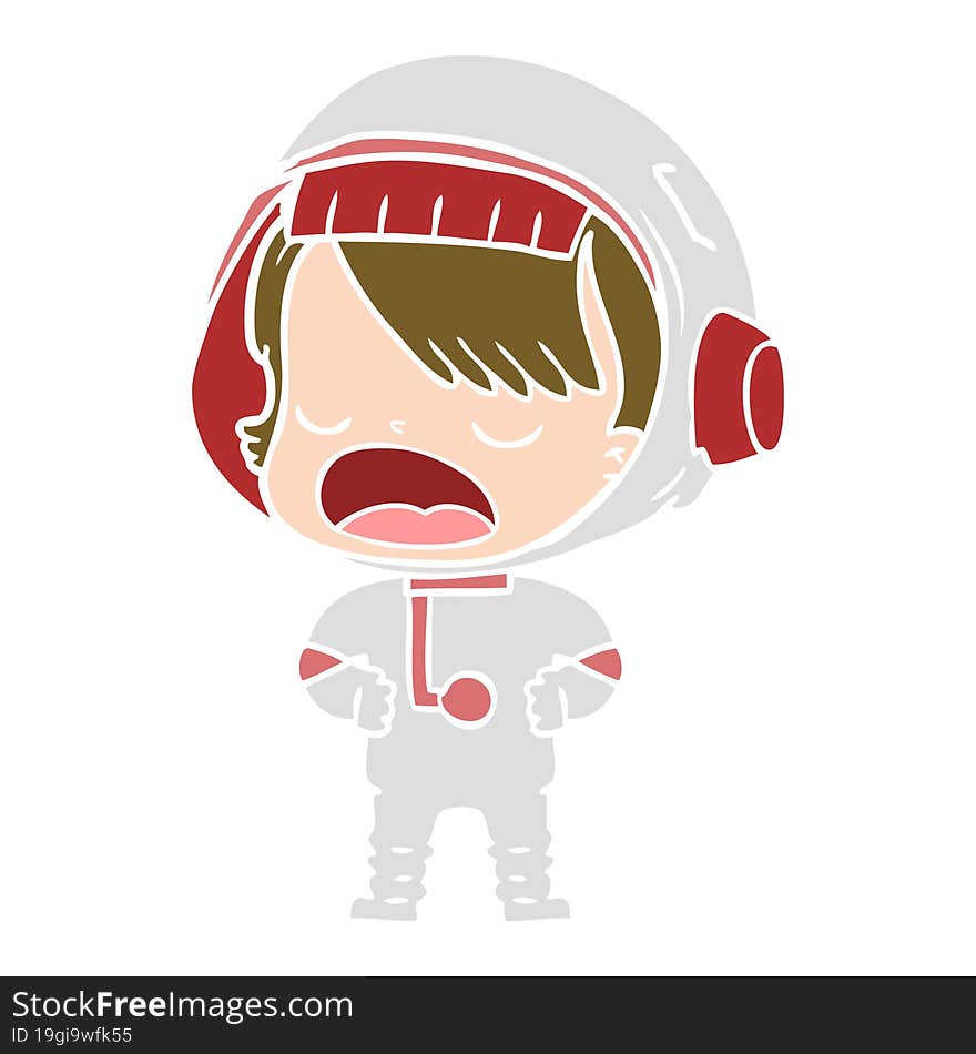 flat color style cartoon talking astronaut