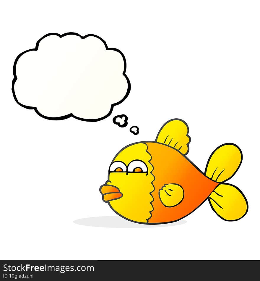 freehand drawn thought bubble cartoon fish