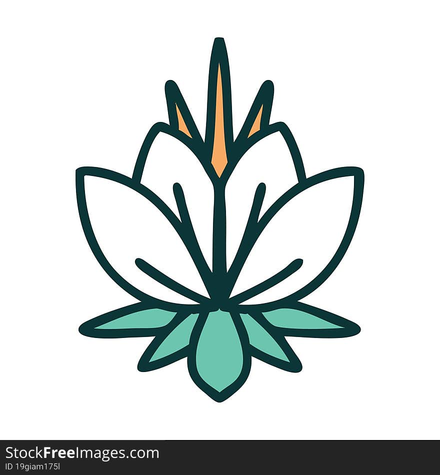 tattoo style icon of a water lily