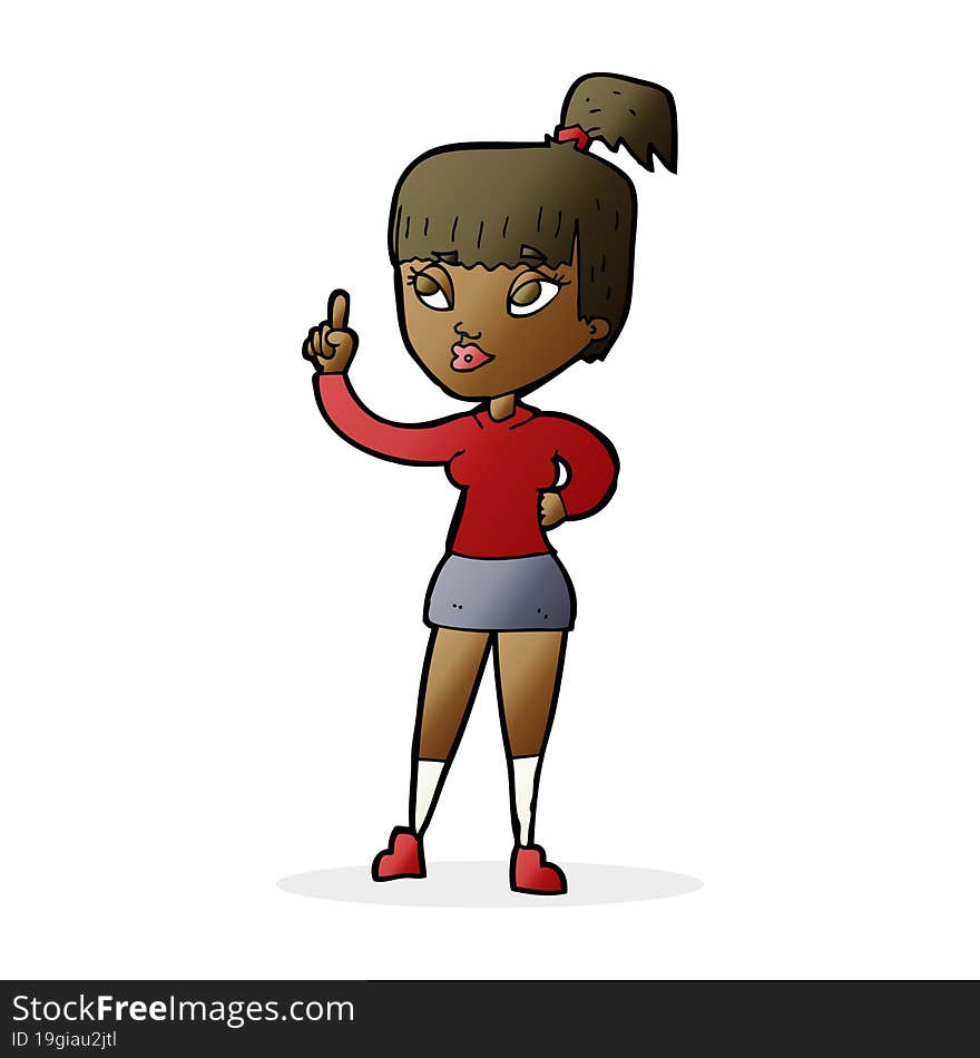 cartoon attractive girl with idea