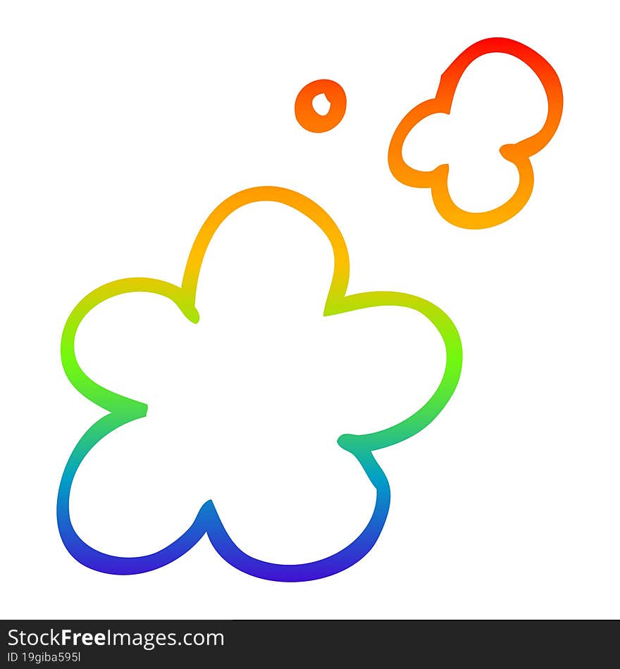 rainbow gradient line drawing of a cartoon smoke clouds