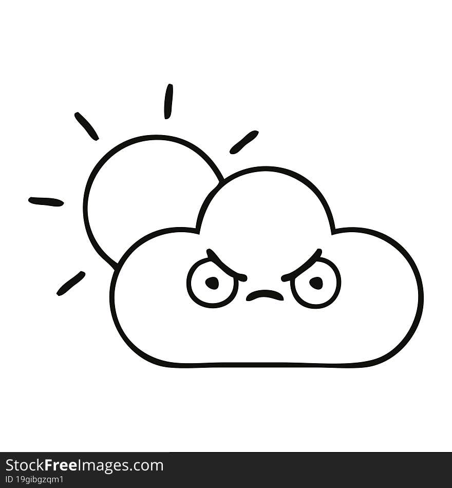 line drawing cartoon sunshine and cloud