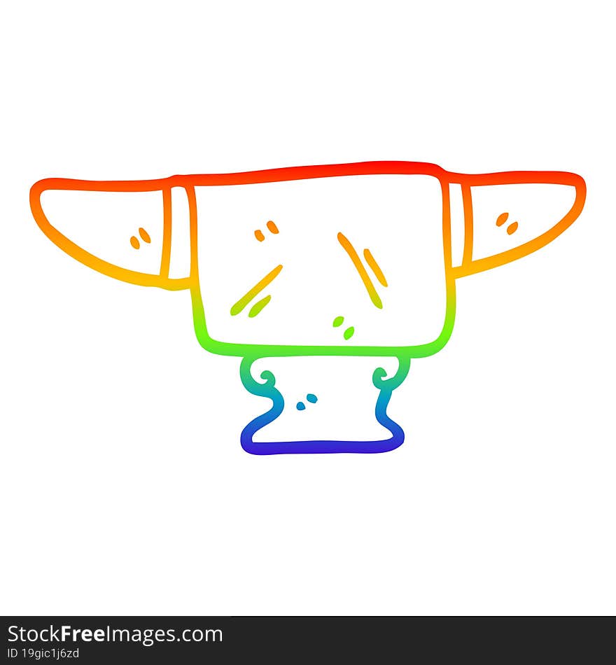 rainbow gradient line drawing cartoon heavy old anvil