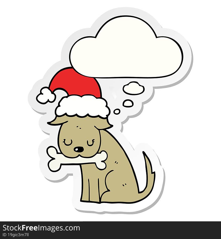 cute christmas dog and thought bubble as a printed sticker