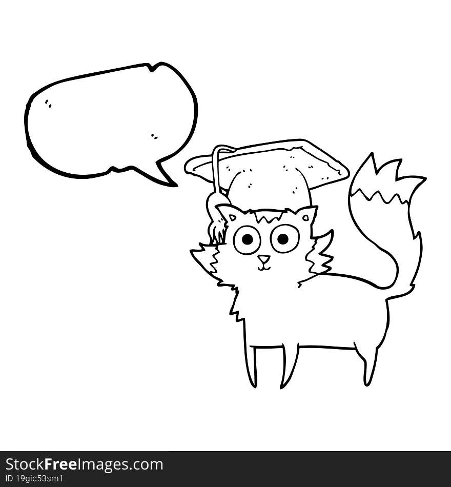 speech bubble cartoon cat graduate