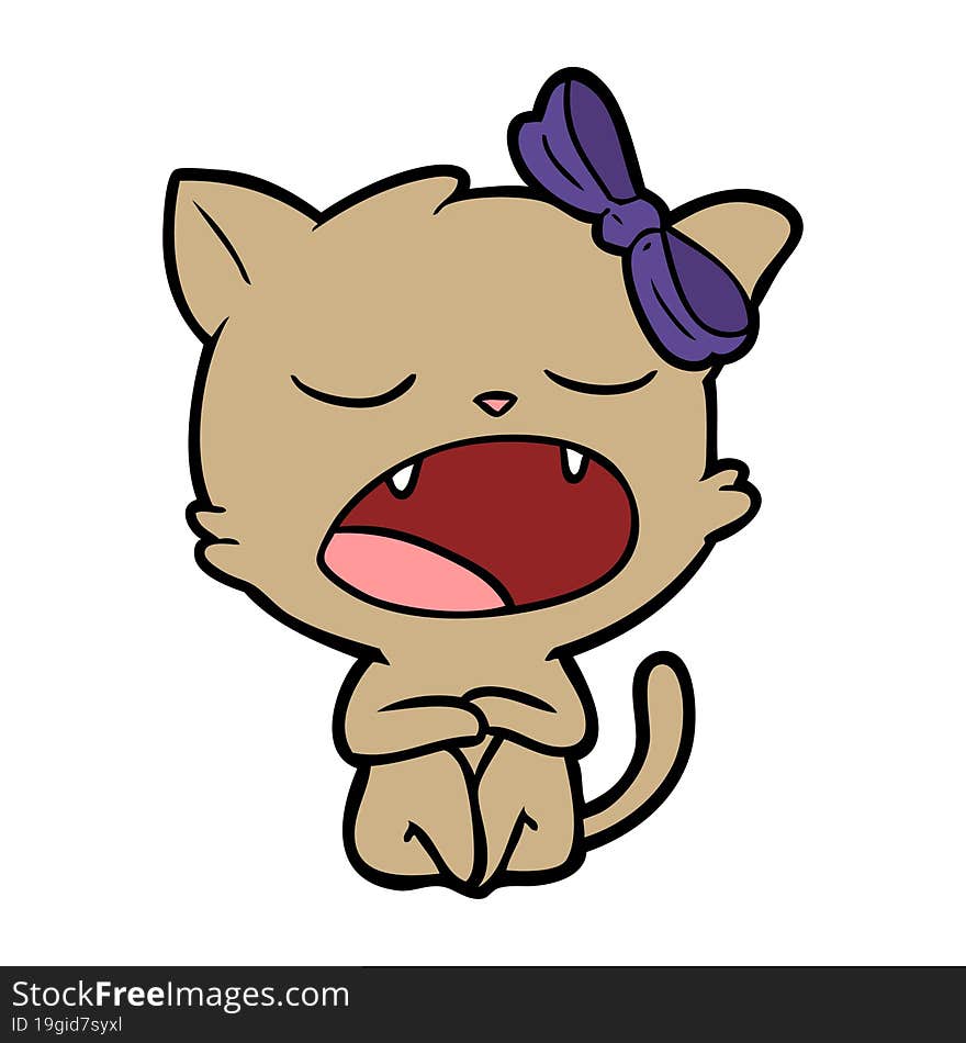 cartoon yawning cat. cartoon yawning cat