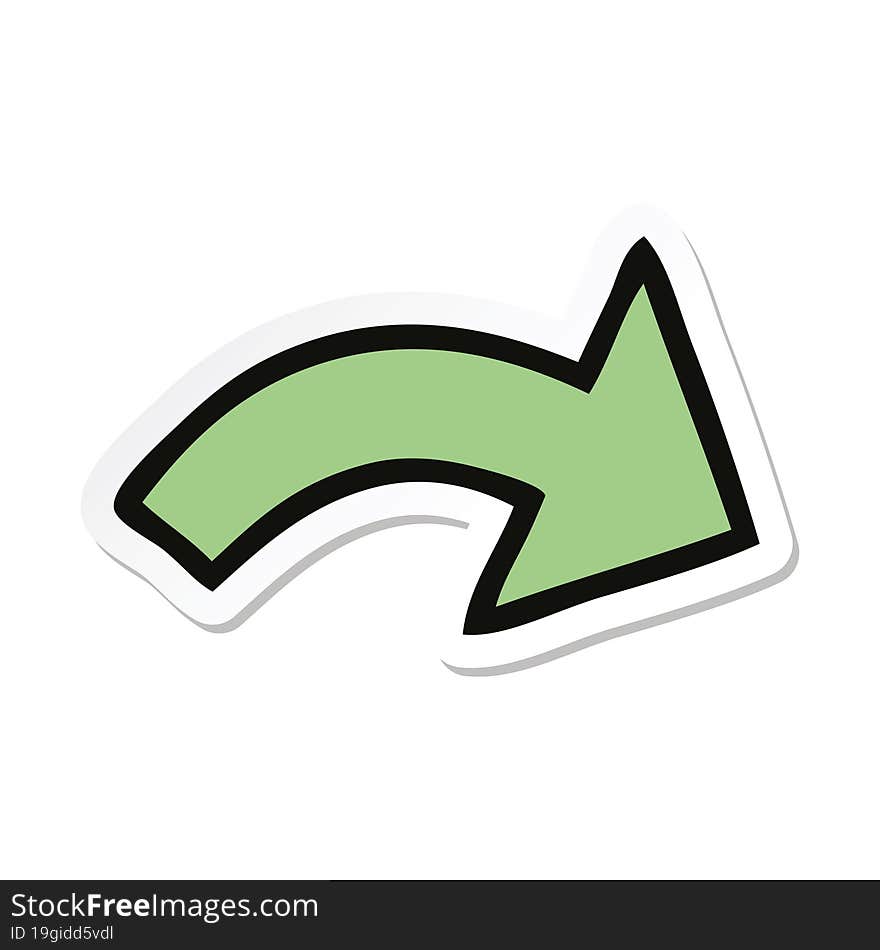 sticker of a cute cartoon pointing arrow