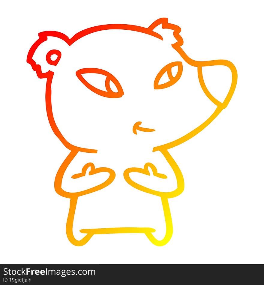 warm gradient line drawing cute cartoon bear