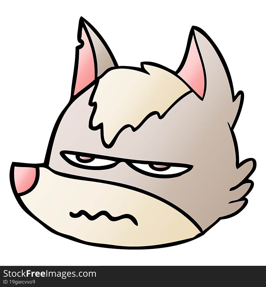 cartoon annoyed wolf face. cartoon annoyed wolf face