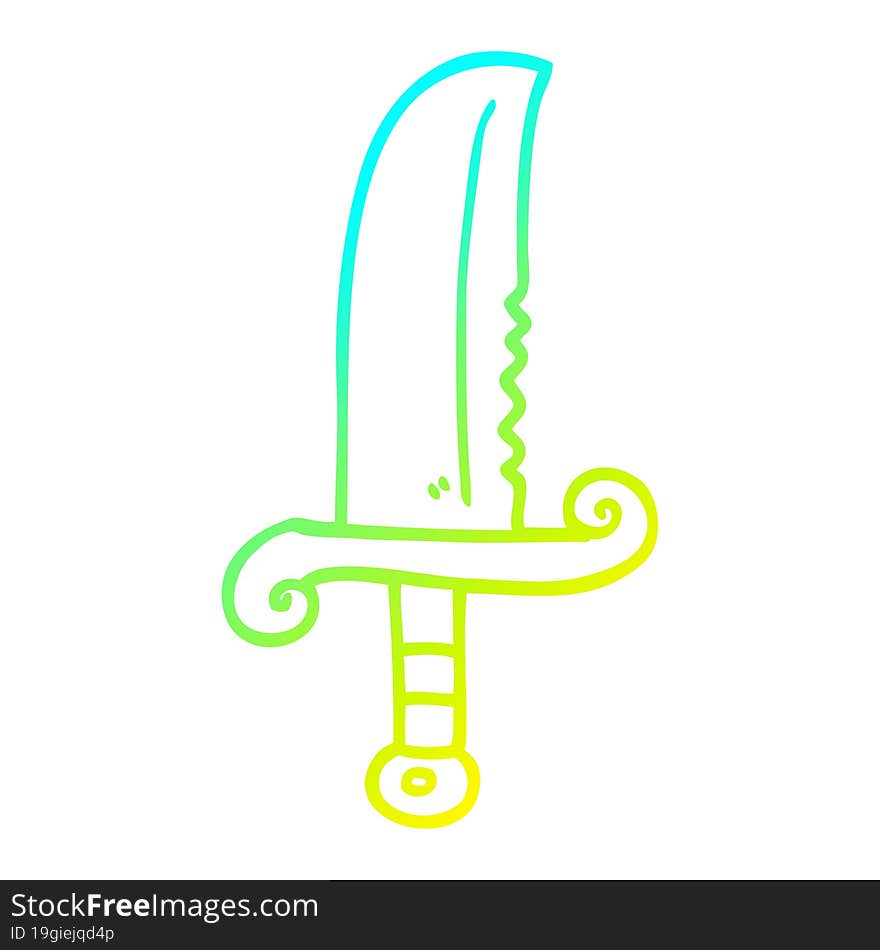 cold gradient line drawing of a cartoon jeweled sword