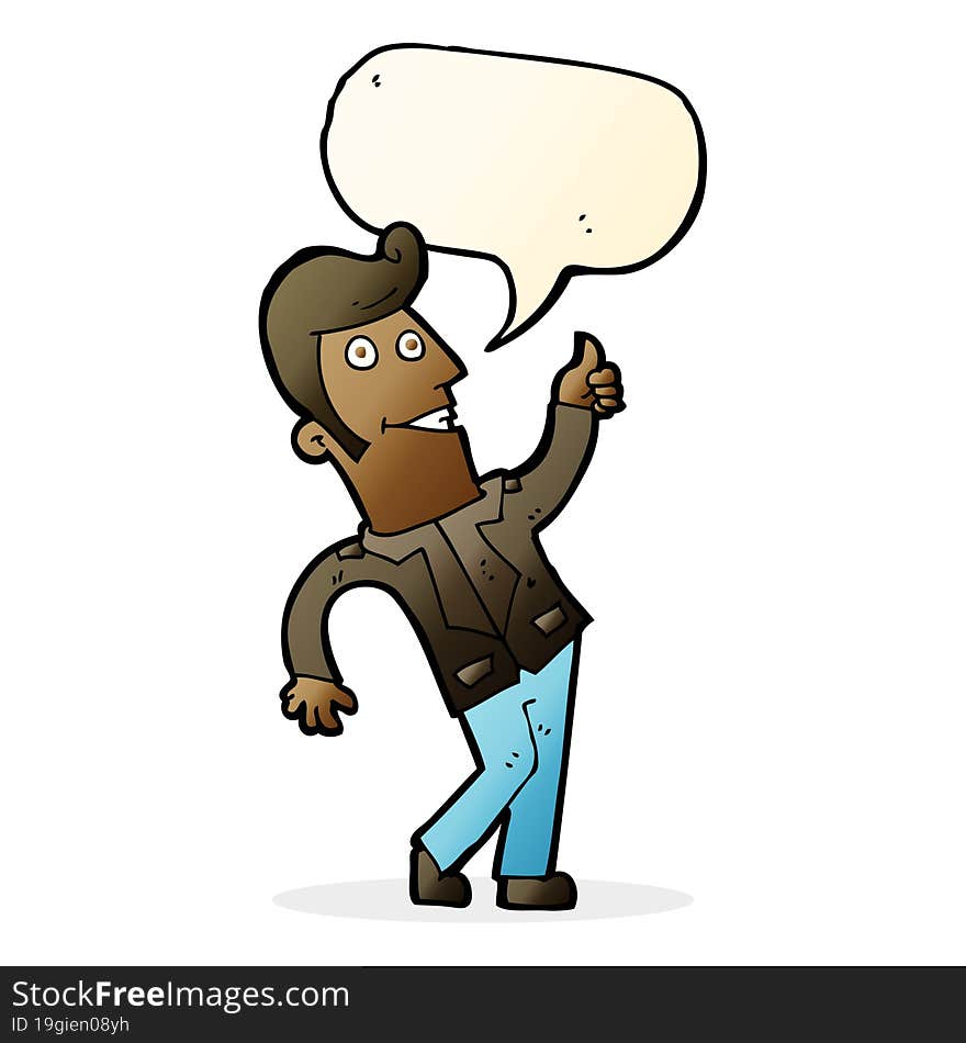 Cartoon Man Giving Thumbs Up Sign With Speech Bubble