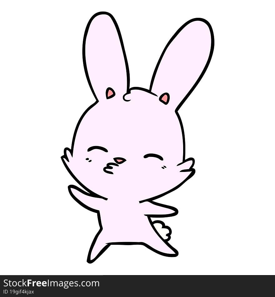 curious waving bunny cartoon. curious waving bunny cartoon