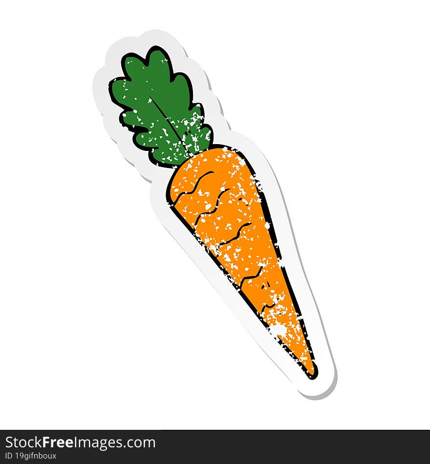 distressed sticker of a cartoon carrot