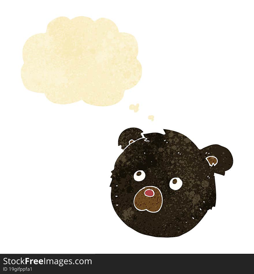 cartoon black bear face with thought bubble