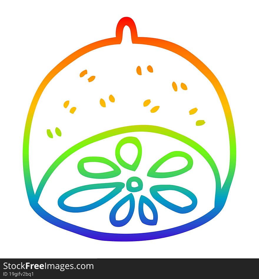 rainbow gradient line drawing cartoon lemon fruit