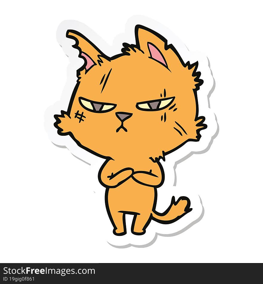 sticker of a tough cartoon cat