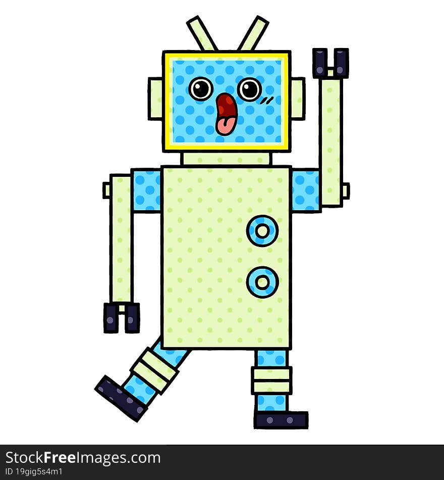 comic book style cartoon of a robot