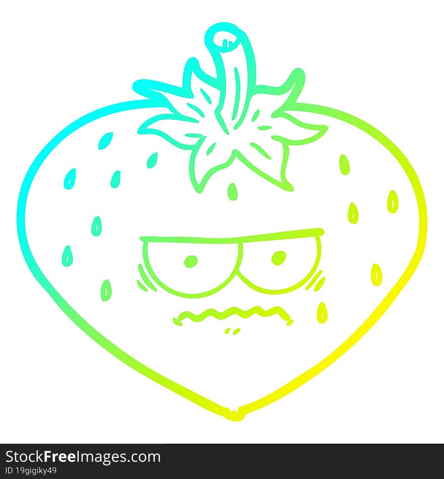 cold gradient line drawing cartoon strawberry