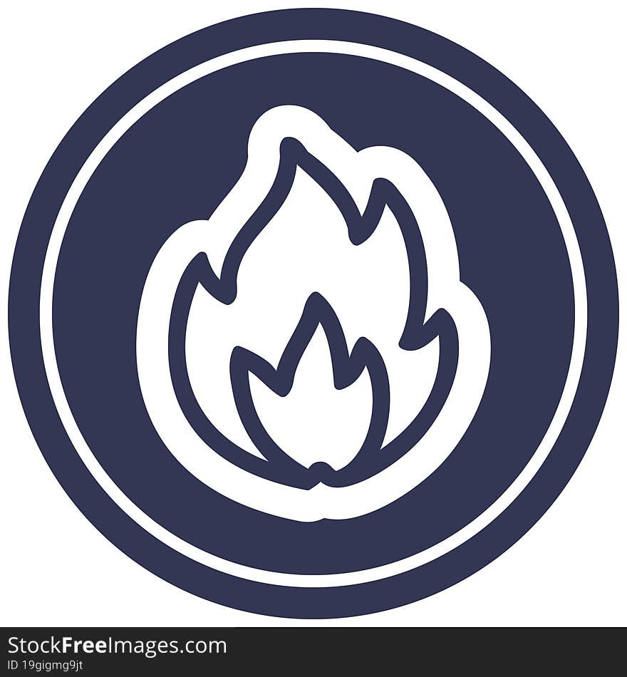 simple flame circular icon symbol