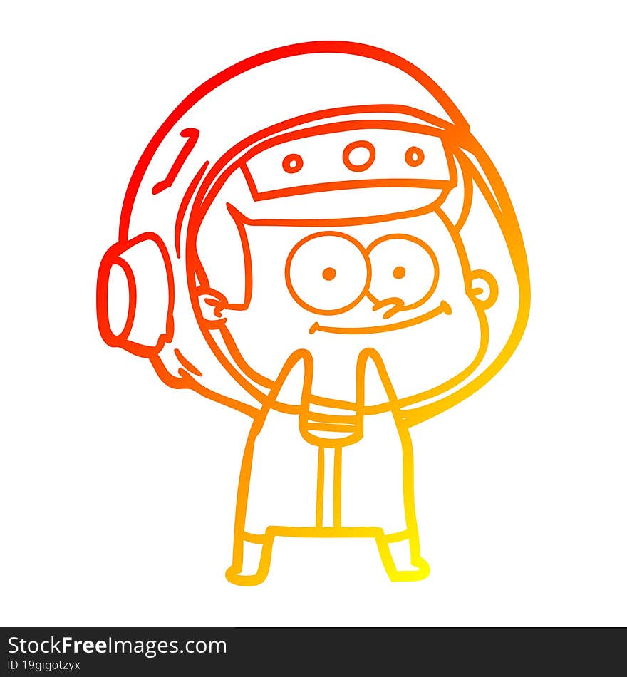 warm gradient line drawing happy astronaut cartoon