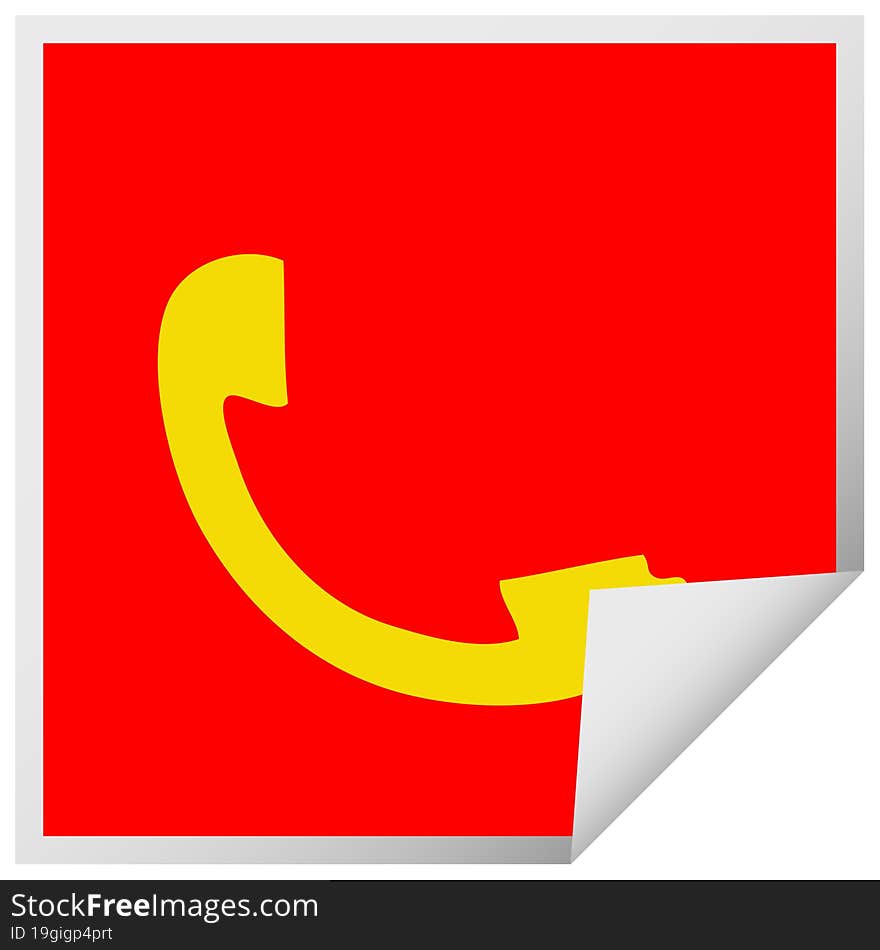 square peeling sticker cartoon of a telephone receiver