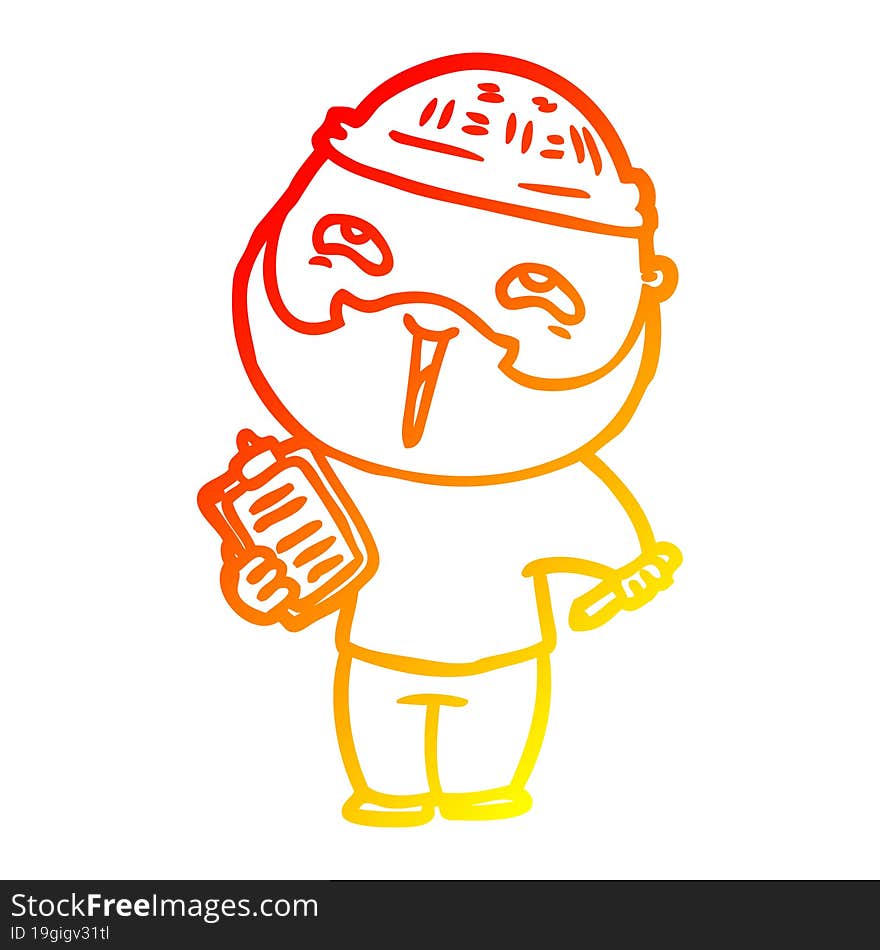 warm gradient line drawing cartoon happy bearded man