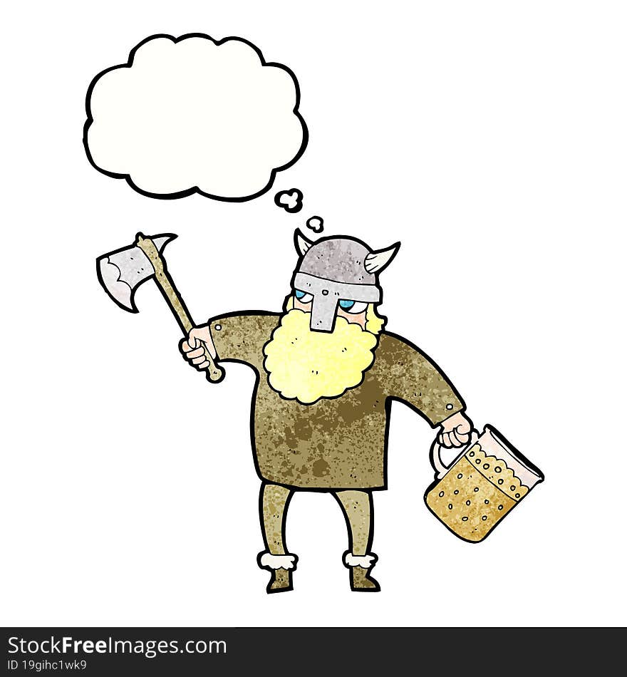 freehand drawn thought bubble textured cartoon drunk viking