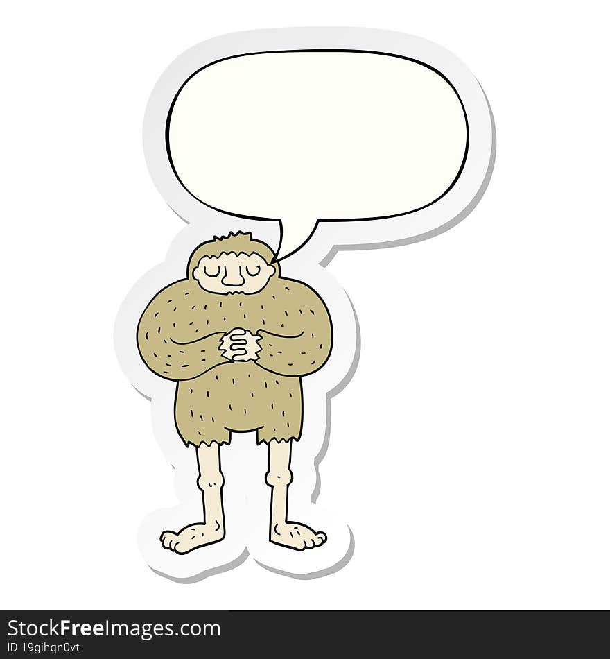 Cartoon Bigfoot And Speech Bubble Sticker