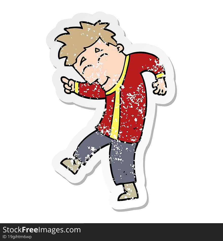 Distressed Sticker Of A Cartoon Dancing Man