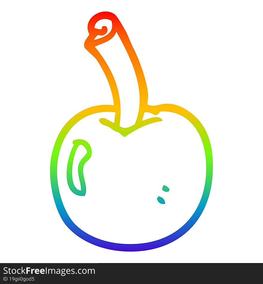 Rainbow Gradient Line Drawing Cartoon Cherry