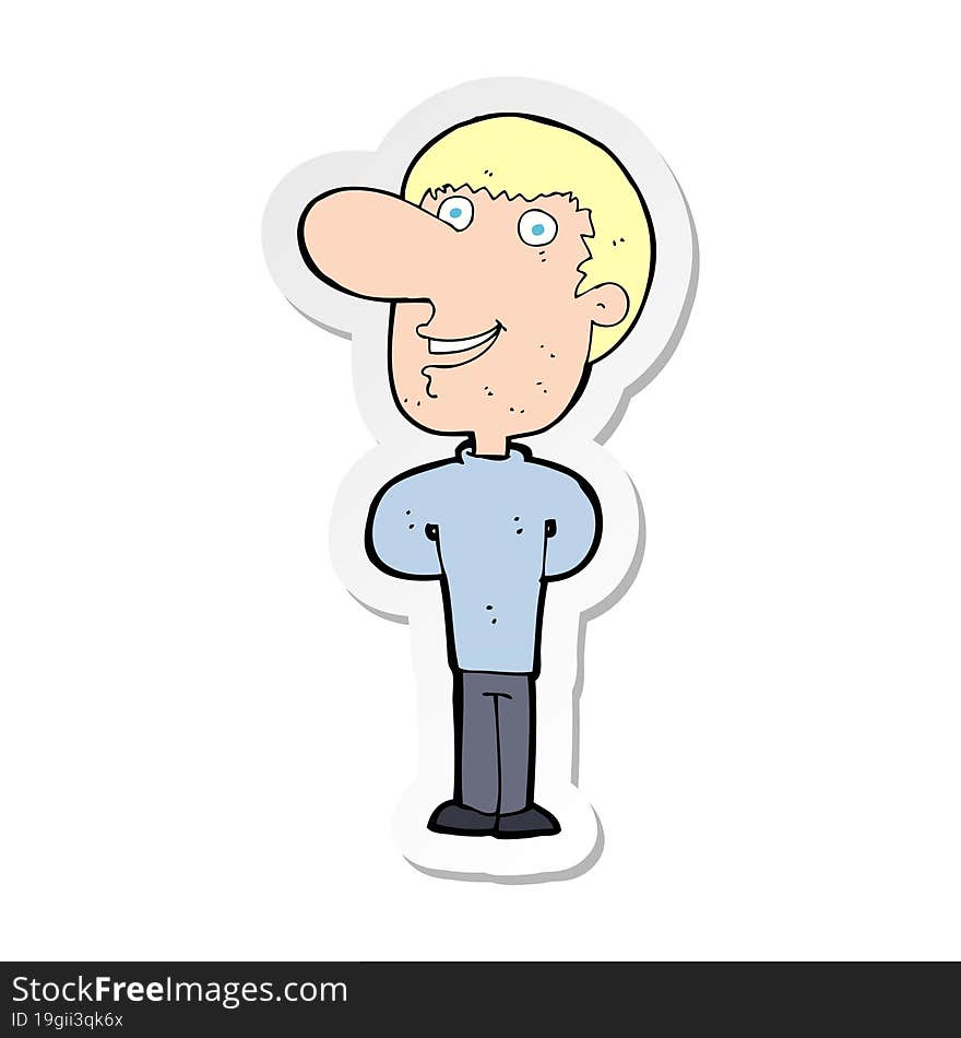 sticker of a cartoon happy man