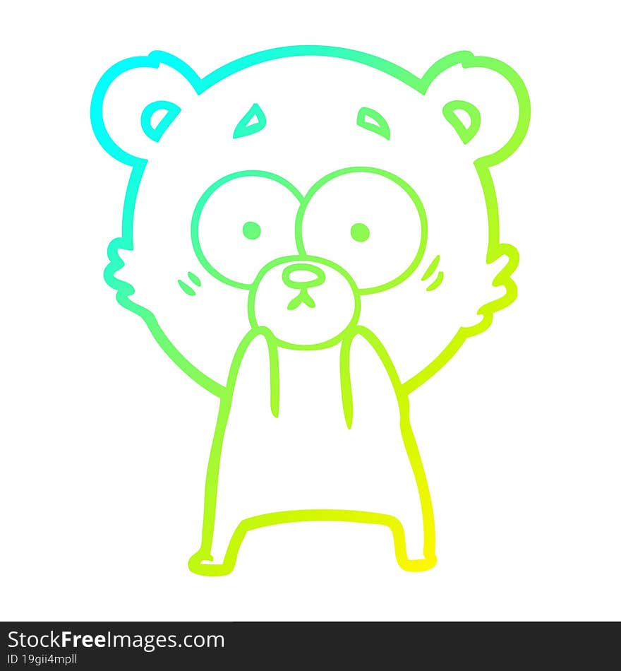 cold gradient line drawing anxious bear cartoon